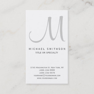Monogram Grey White Simple Business Card