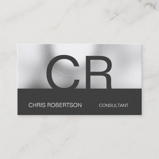 Monogram Grey White Wall Brick Business Card (Front)