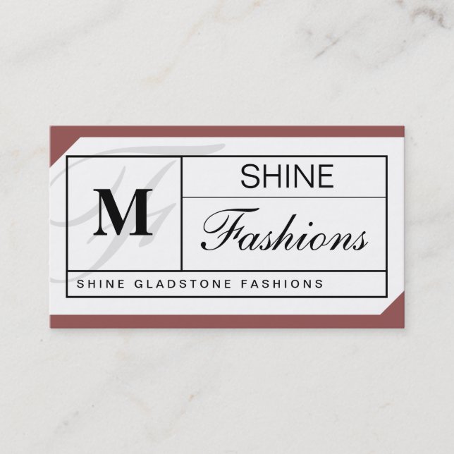 Monogram Grid (Clay Red) Business Card (Front)