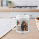 Monogram Grid Photo Collage Coffee Mug<br><div class="desc">This simple personalised photo mug design puts 6 of your favourite snaps front and centre, along with a single initial monogram on each side. Customise with six square photos of friends, kids, grandchildren, pets, or your favourite places, with your initial in white lettering on a neutral rosy pink taupe square....</div>