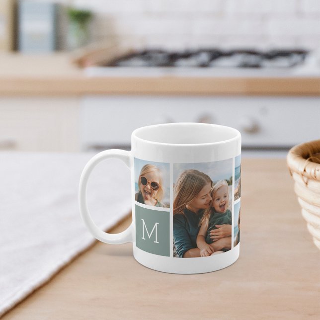 Monogram Grid Photo Collage Coffee Mug (Creator Uploaded)