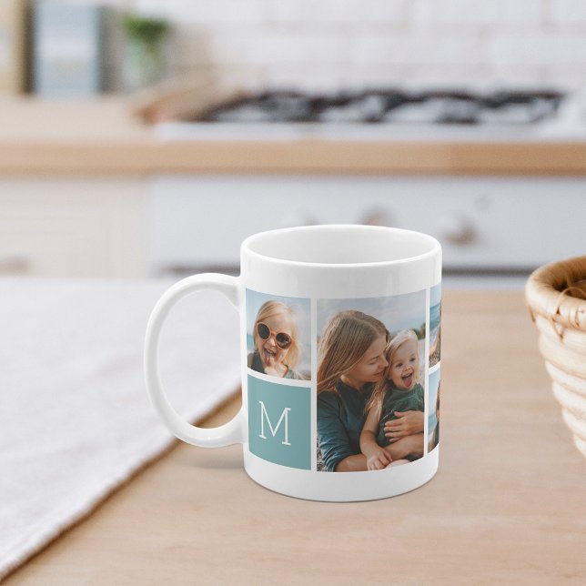 Monogram Grid Photo Collage Coffee Mug (Creator Uploaded)