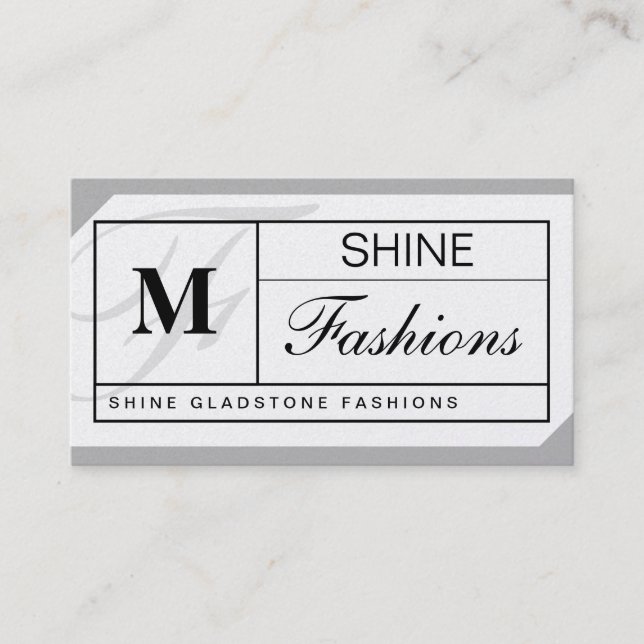 Monogram Grid (platinum) Business Card (Front)