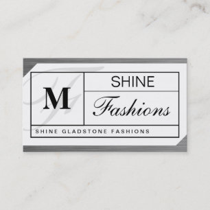 Monogram Grid Steel Brush Look Business Card