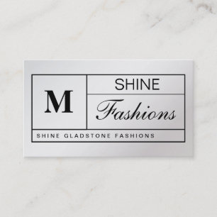 Monogram Grid variation Silver Business Card