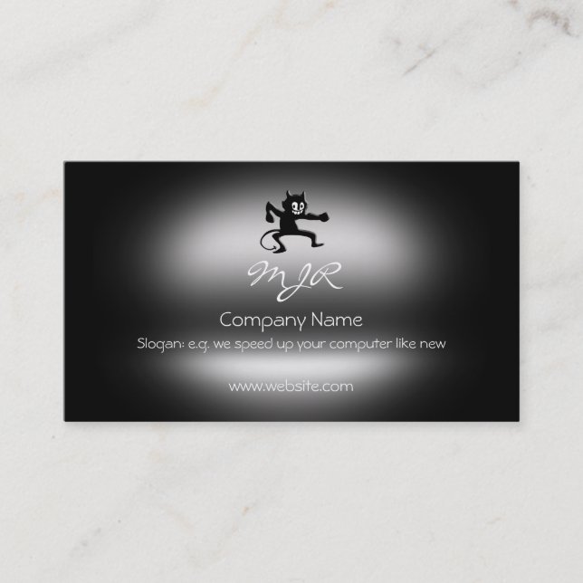 Monogram, Grinning Gremlin Imp, metallic-effect Business Card (Front)