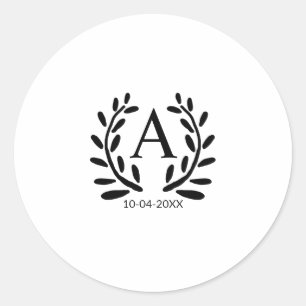 MONOGRAM GROOMSMAN ADD YEAR DATE NAME GIFTS CLASSIC ROUND STICKER