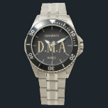 Monogram Groomsman Bestman Father Groom Bride<br><div class="desc">This watch has 3 text fields allows you to add up to three initials for a monogram,  a title (bestman,  groomsman,  ringbearer) and a date of the wedding or other text as desired. Keep the words short to ensure they fit the space.</div>