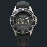 Monogram Groomsman Bestman Father Groom Bride Watch<br><div class="desc">This watch has 3 text fields allows you to add up to three initials for a monogram,  a title (bestman,  groomsman,  ringbearer) and a date of the wedding or other text as desired. Keep the words short to ensure they fit the space.</div>