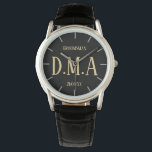 Monogram Groomsman Bestman Father Groom Bride Watch<br><div class="desc">This watch has 3 text fields allows you to add up to three initials for a monogram, a title (bestman, groomsman, ringbearer) and a date of the wedding or other text as desired. Keep the words short to ensure they fit the space.</div>