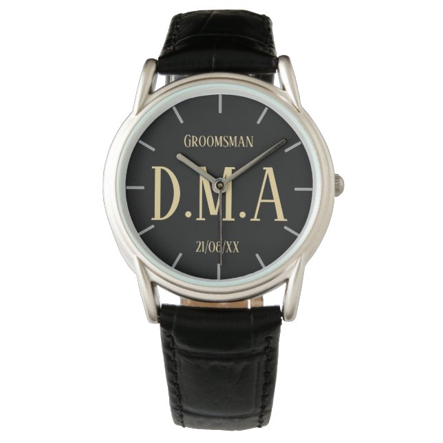 Monogram Groomsman Bestman Father Groom Bride Watch (Front)