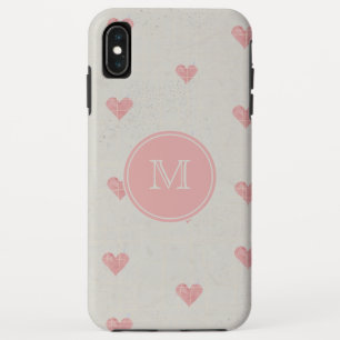 Monogram Grunge Pink Hearts Pattern Case-Mate iPhone Case
