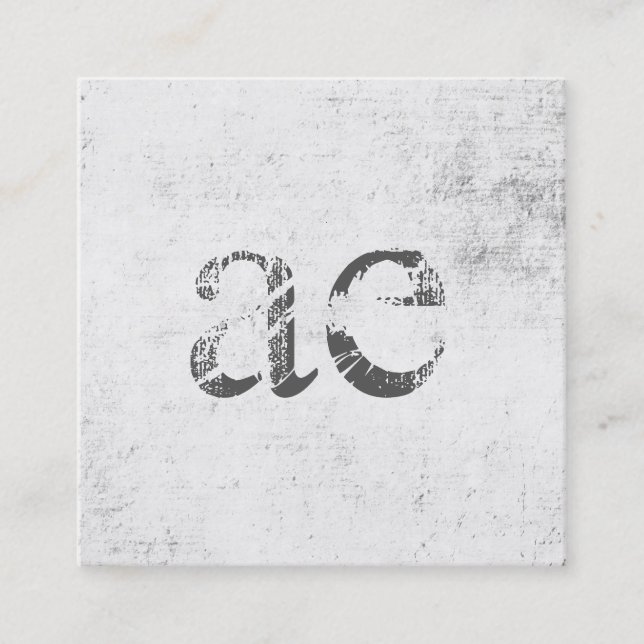 Monogram Grunge Texture Square Business Card (Front)