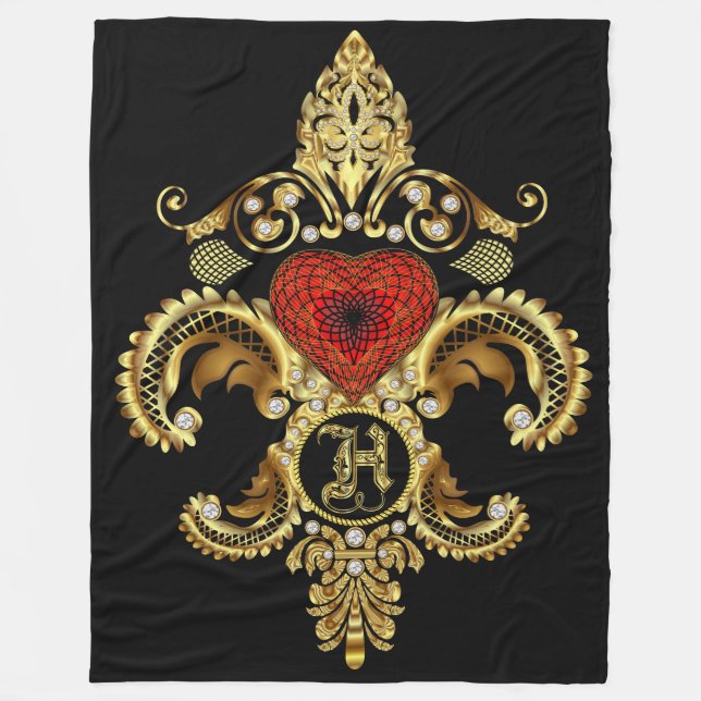 Monogram H CUSTOMIZE To Change Background Colour Fleece Blanket (Front)