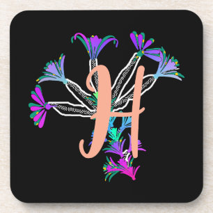 Monogram H Initial  Beverage Coaster