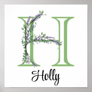 Monogram H Lavender Eucalyptus nursery  Poster
