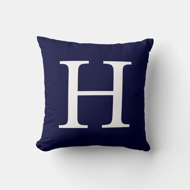 Monogram H On Navy Blue Cushion (Front)