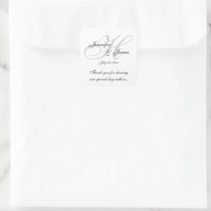 Monogram H Wedding Thank You Labels Stickers