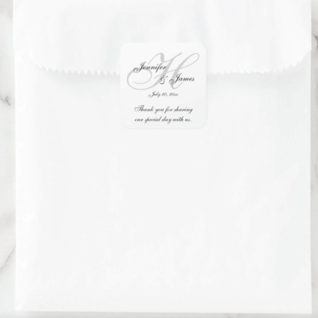 Monogram H Wedding Thank You Labels Stickers (Creator Uploaded)