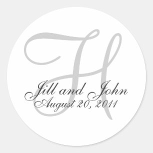 Monogram H Wedding White Bride Groom Seal Sticker