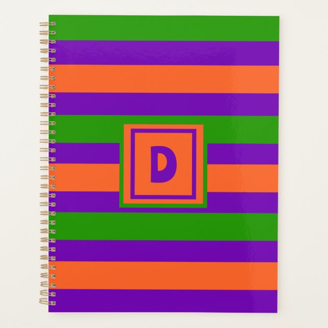 Monogram Halloween Purple Orange & Green  Planner (Front)