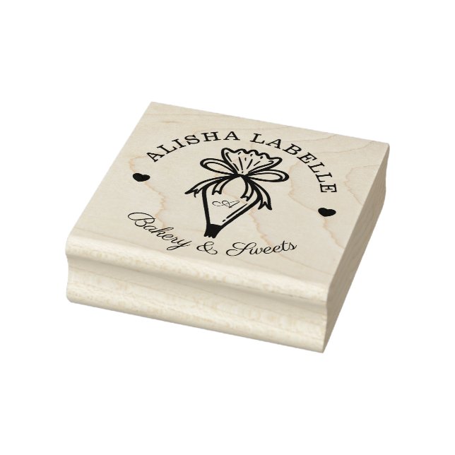 Monogram Handmade With Love Bakery Piping Bag Rubber Stamp (Stamp)
