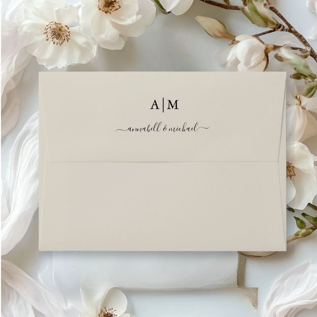 Monogram, Handwriting, Elegant Taupe Envelope (Monogram, Handwriting, Elegant Taupe Envelope)