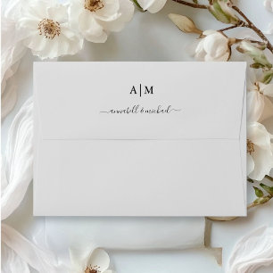 Monogram, Handwriting, Elegant Wedding  Envelope