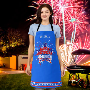 Monogram Happy Birthday America DEEP BLUE Apron