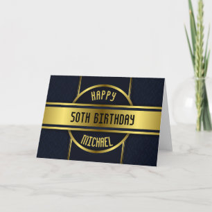 Monogram Happy Birthday Name 50th custom Card