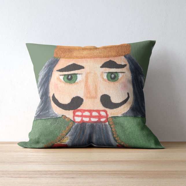 Monogram happy holidays Cute soldier nutcracker Cushion (Creator Uploaded)