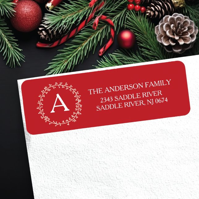 Monogram Happy & Merry Christmas Return Address (Creator Uploaded)