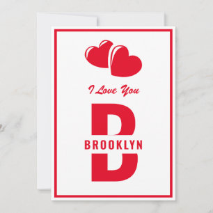 Monogram Happy Valentine's Day White Red Hipster Card