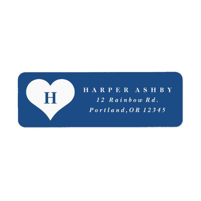 Monogram Heart Blue Return Address (Front)