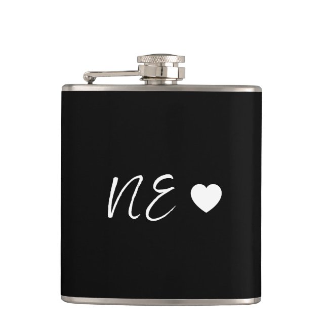 Monogram Heart Handwritten Romantic Script Design Hip Flask (Front)