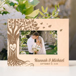 Monogram Heart Names Tree of Life Wedding Photo<br><div class="desc">Create your own personalised wood frame with custom engraving using an elegant, unique DIY template. The original art by Raphaela Wilson features a beautiful tree of life with whimsical branches and roots. Add your own laser engraved monogrammed initials within the carved heart shape, calligraphy script names, a date, or if...</div>