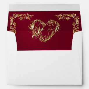 Monogram Heart on Burgundy Wedding Envelope