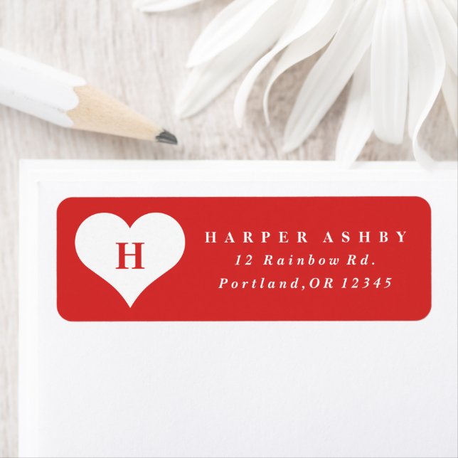 Monogram Heart Red Return Address (Insitu)