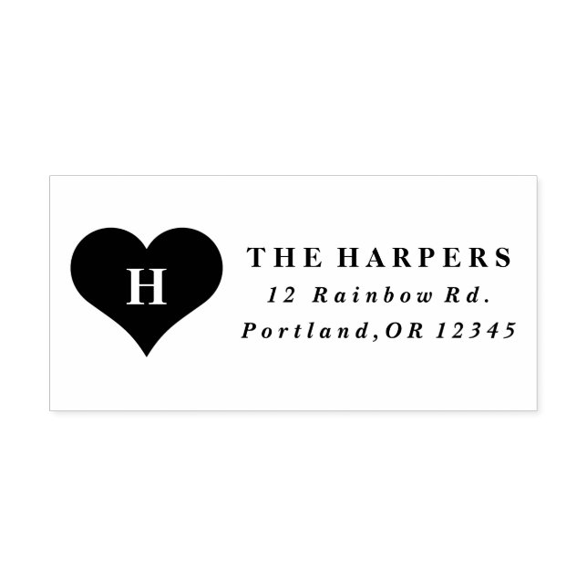 Monogram Heart Return Address Self-inking Stamp (Design)