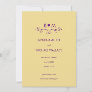 Monogram Heart -save the date card