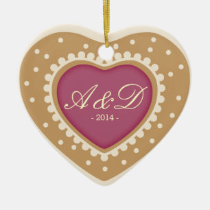 Monogram Heart Sugar Cookie Ceramic Tree Decoration