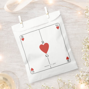 Monogram Hearts Playing Card Wedding Favour Bags