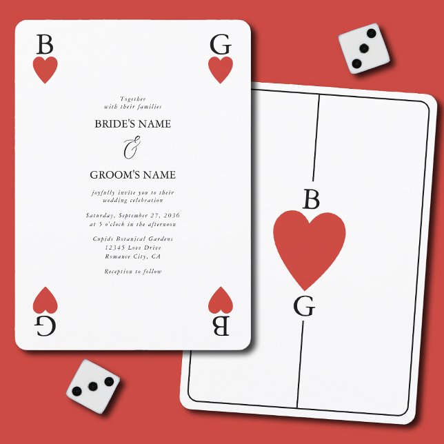 Monogram Hearts Playing Card Wedding Invitation (Monogram Hearts Playing Card Wedding Invitation)