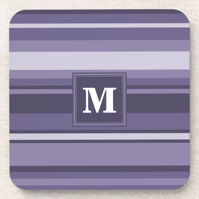 Monogram heather purple stripes coaster (Front)