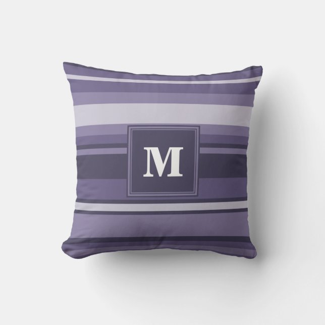 Monogram heather purple stripes cushion (Front)