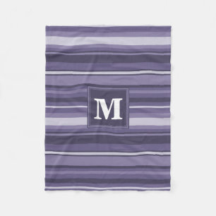 Monogram heather purple stripes fleece blanket