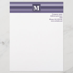 Monogram heather purple stripes letterhead design
