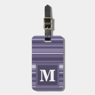 Monogram heather purple stripes luggage tag