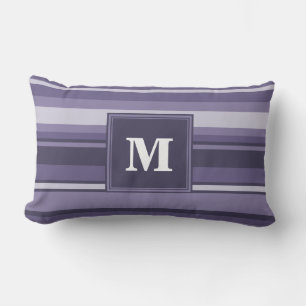 Monogram heather purple stripes lumbar cushion
