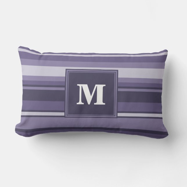 Monogram heather purple stripes lumbar cushion (Front)